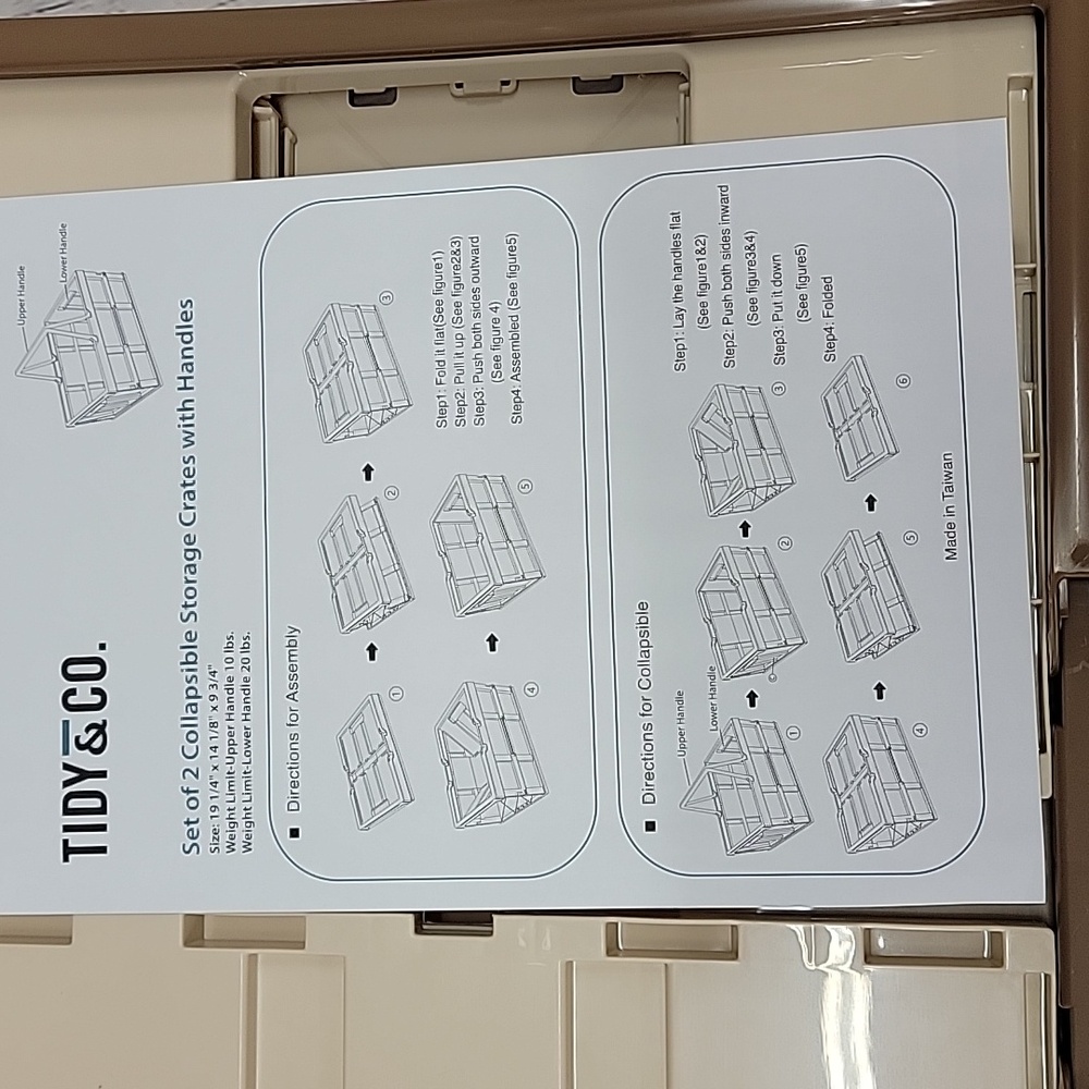 Tidy & Co. Collapsible Storage Crate with Handles 13" x 17" NIB - Picture 5 of 5